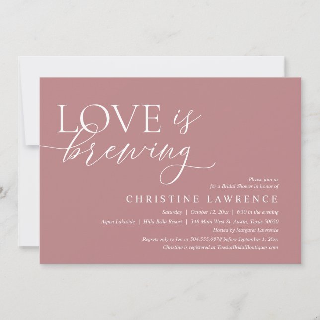 Modern Bridal Shower Party, Love is Brewing Invita Invitation (Front)