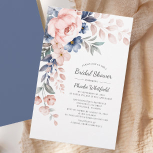 Modern Bridal Shower Pink Floral Invitation Card