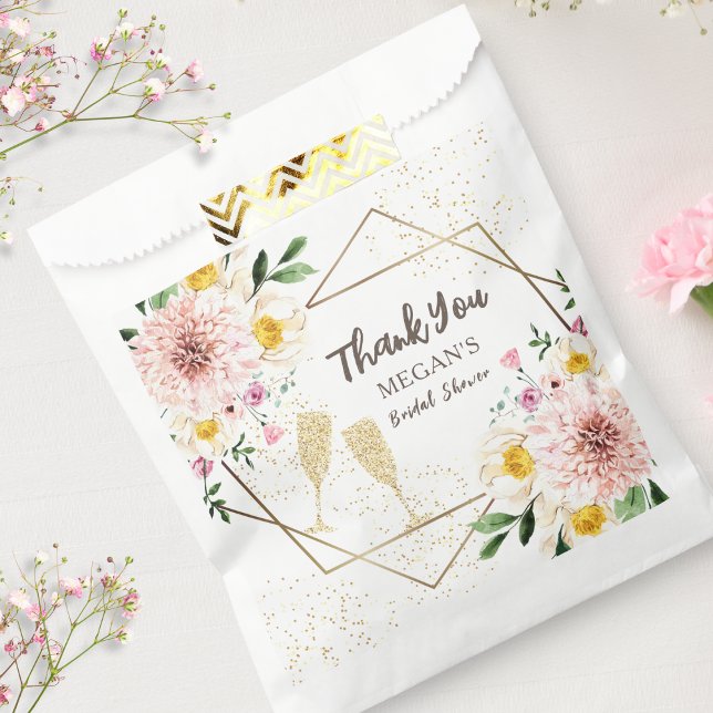Modern Bridal Shower Pink Floral Thank You Favour  Favour Bag (Creator Uploaded)