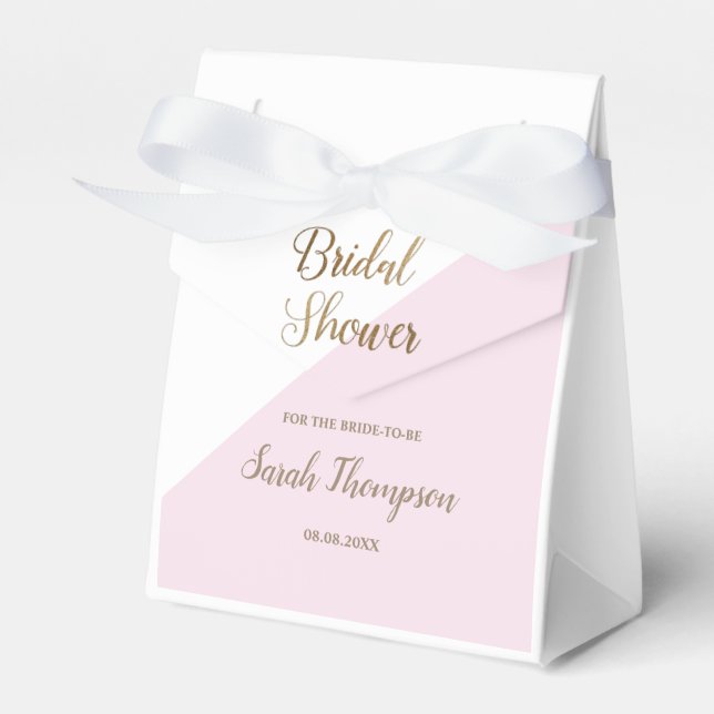 Modern Bridal Shower Pink Gold Script Favour Box (Front Side)