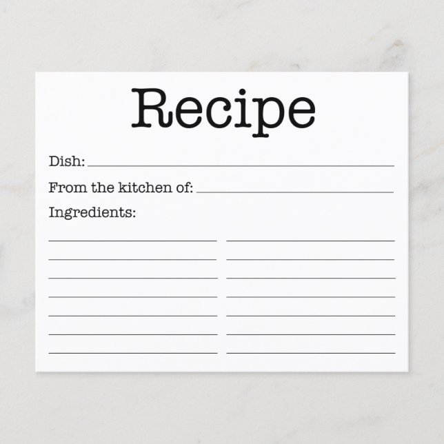 Modern Bridal Shower Recipe Card (Front)