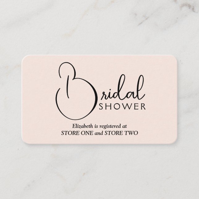 Modern Bridal Shower Registry Blush Pink Enclosure Card (Front)