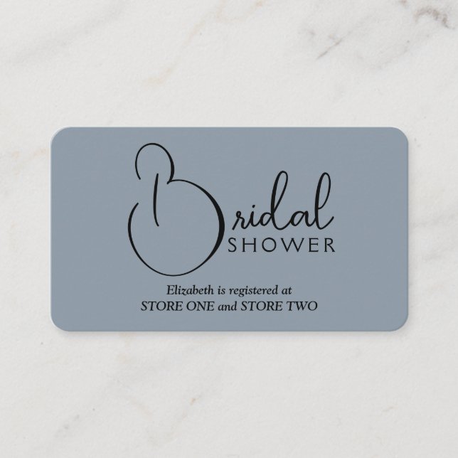 Modern Bridal Shower Registry Dusty Blue Enclosure Card (Front)