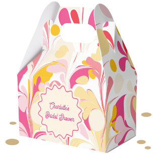 Modern Bridal Shower Retro Abstract Pink Wavy Favour Box