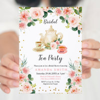 Modern Bridal Shower Tea Party Invitation