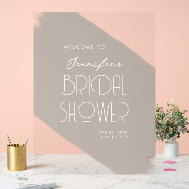 Modern Bridal Shower Welcome Paint Beige Acrylic Sign (Wedding)