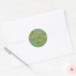 Modern Bridal Shower Wildflower Photo Classic Round Sticker