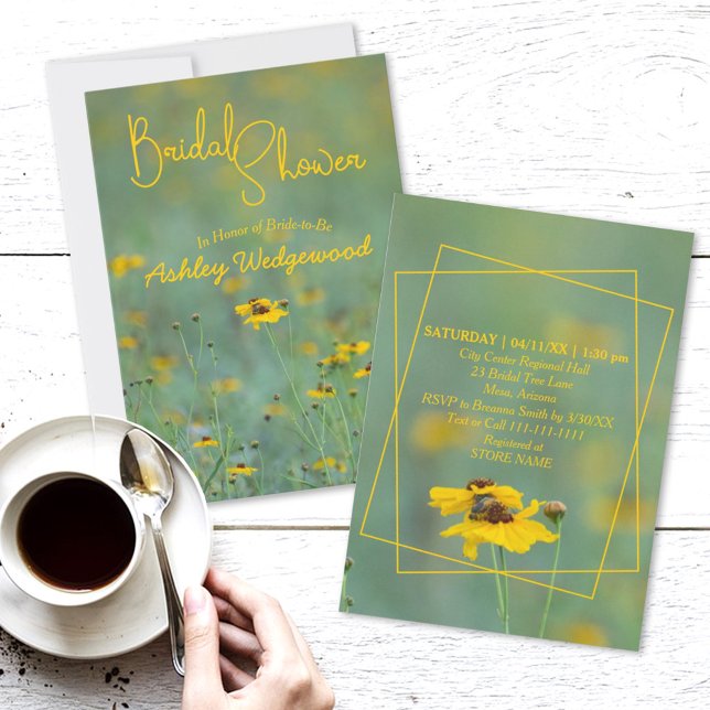 Modern Bridal Shower Wildflower Photo Invitation (Creator Uploaded)