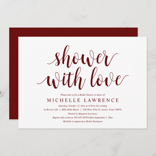 Modern Bridal Shower With Love Celebration Invitat Invitation (Front/Back)