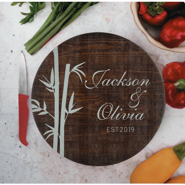 Modern Bride And Groom Custom Name And Date Cutting Board (Modern personalized couple name with date glass cutting board)