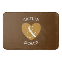 Modern Bride and Groom Gold Heart Curved Text Z05