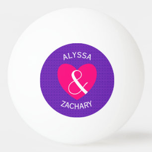 Modern Bride and Groom Pink Heart Ping Pong Ball