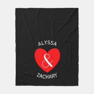 Modern Bride and Groom Red Heart Fleece Blanket