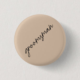 Modern Bride   Beige + Black Script 3 Cm Round Badge