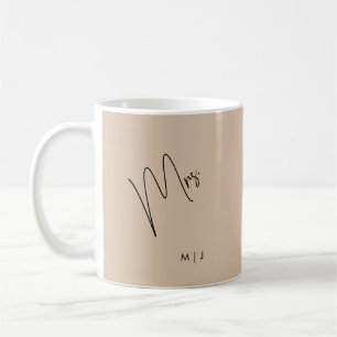 Modern Bride   Beige + Black Script Coffee Mug