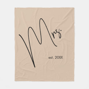 Modern Bride   Beige + Black Script Fleece Blanket