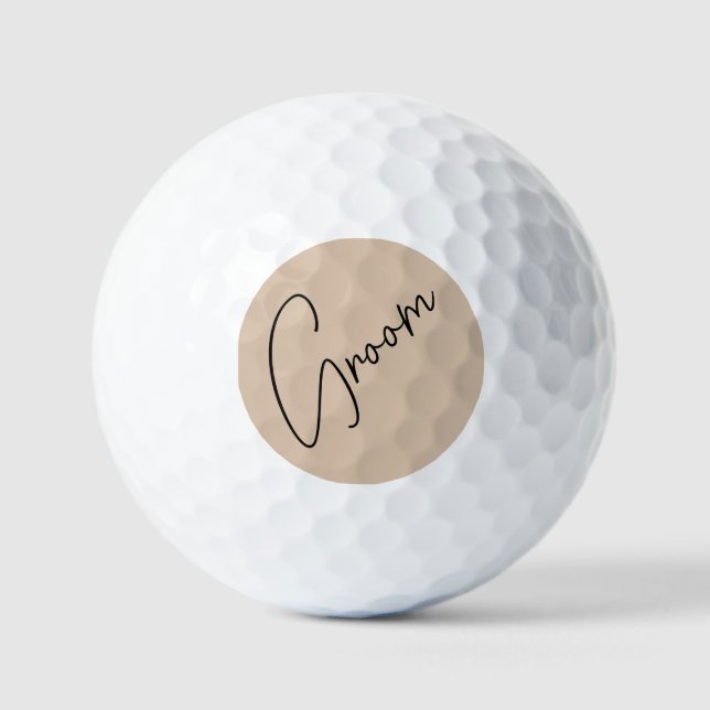 Modern Bride | Beige + Black Script Golf Balls (Front)