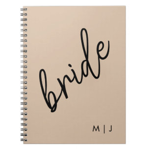 Modern Bride   Beige + Black Script Notebook