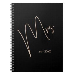 Modern Bride   Beige + Black Script Notebook