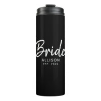 Modern Bride Black White Script Personalised Name