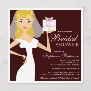 Modern Bride Bridal Shower Pink & Brown Invitation