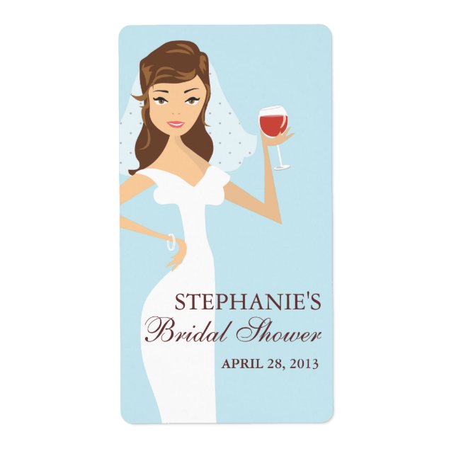 Modern Bride Bridal Shower Wine Theme Label (Front)