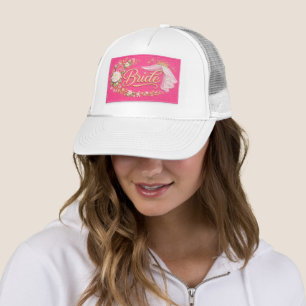 Modern Bride Embroidered Hat Patch - Hot Pink