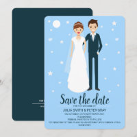 Modern Bride & Groom Cartoon Save The Date