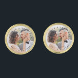 Modern Bride Groom Simple Photo Wedding Gold  Gold Finish Cufflinks<br><div class="desc">Add the finishing touch to your wedding with these modern and simple custom photo cufflinks. Perfect as wedding favours to all your guests . Customise these wedding cufflinks with your favourite engagement photo, newlywed photo, and personalise with name and date. See our wedding collection for matching wedding favours, newlywed gifts,...</div>