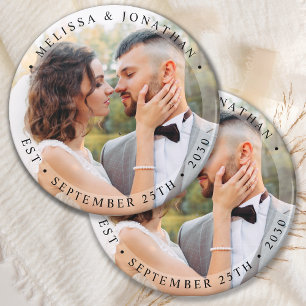 Modern Bride Groom Simple Photo Wedding Magnet