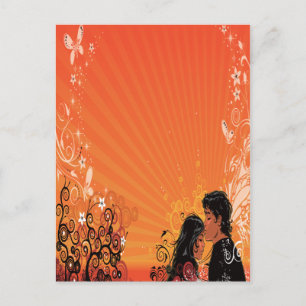 Modern Bride & Groom Sunset Postcard