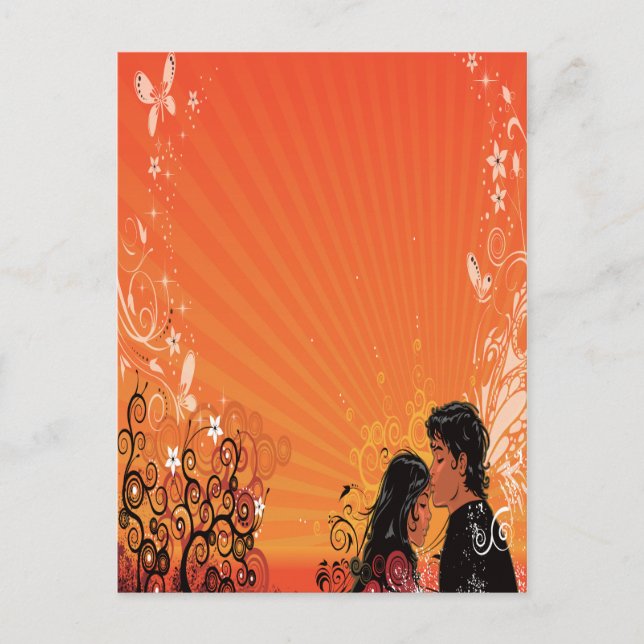 Modern Bride & Groom Sunset Postcard (Front)