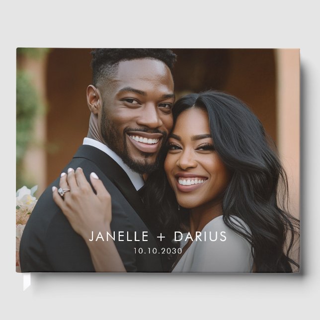 Modern Bride Groom Wedding Guest Book (Front)