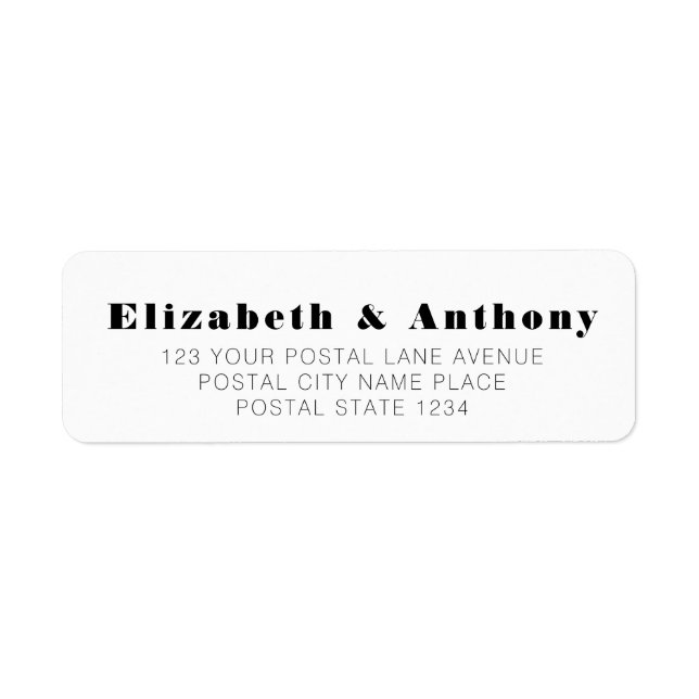 Modern Bride Groom White Wedding Return Address Label (Front)