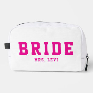 Modern Bride Pink Custom Name Cosmetic Dopp Kit