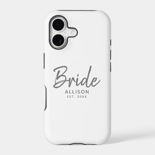 Modern Bride Script White Grey Personalised (Back)