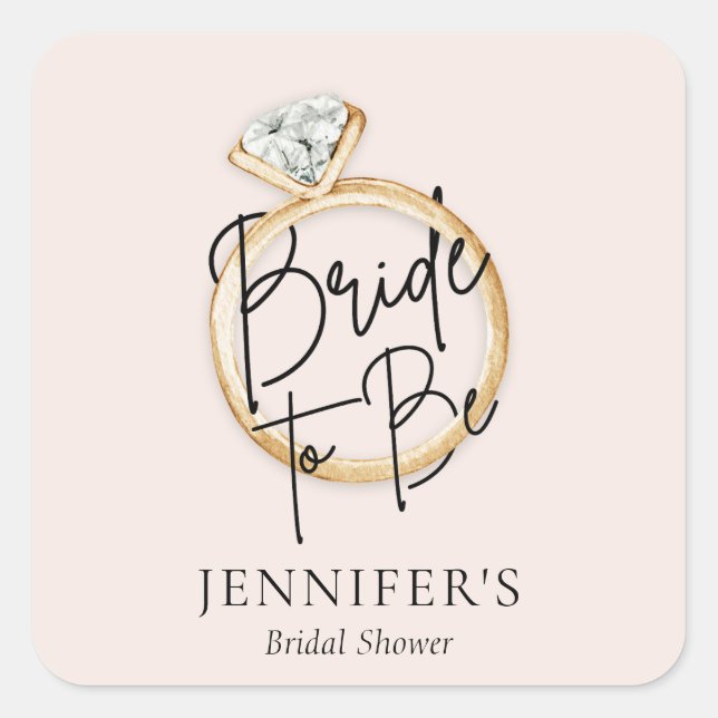 Modern Bride To Be Bridal Shower Square Sticker (Front)