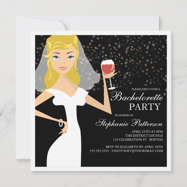 Modern Bride Wine Bachelorette Party Invitation (Front)