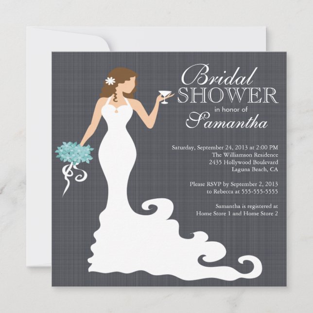 Modern Bride Wine Bridal Shower Invitations (Front)