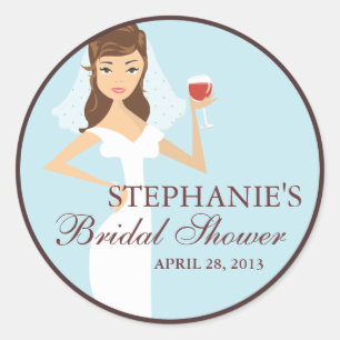 Modern Bride Wine Theme Bridal Shower Favour Classic Round Sticker