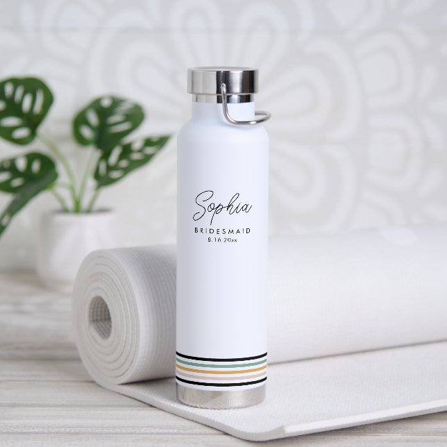 Modern Bridesmaid Personalised Water Bottle (Yoga)