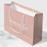 Modern Bridesmaid Proposal Large Gift Bag<br><div class="desc">Modern Bridesmaid Proposal Gift Bag
featuring personalised bridesmaid's name in white modern script font style with text in modern sans serif font style on blush pink background.

Also perfect for maid of honour,  flower girl and more.</div>