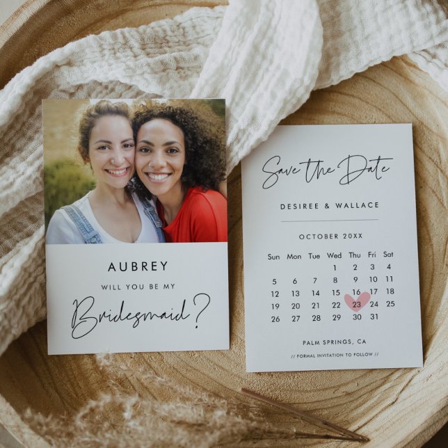 Modern Bridesmaid Proposal Save the Date Calendar  Invitation (Creator Uploaded)