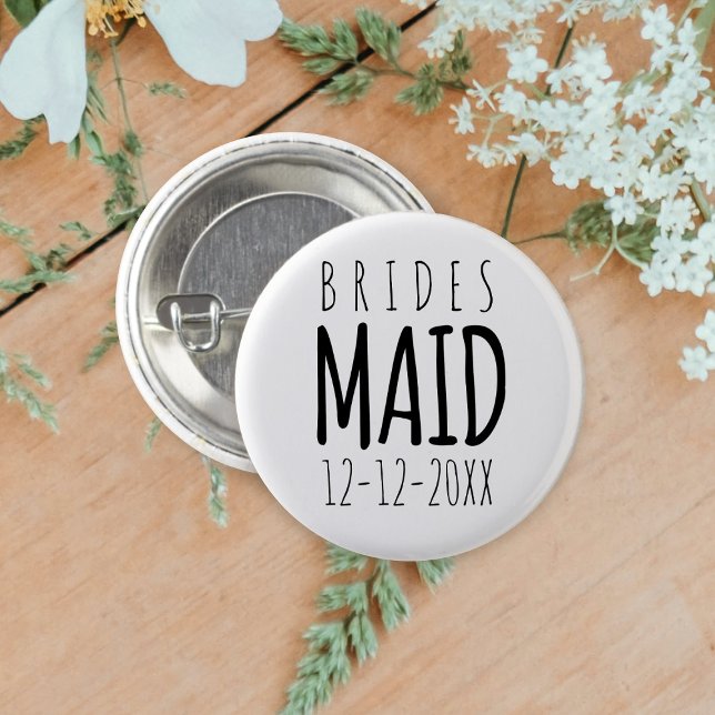 Modern Bridesmaid Wedding Party Button (You can attach this button to your bridesmaid. Just add your wedding date)