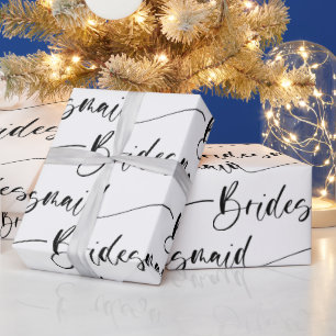 Modern Bridesmaid Wrapping Paper in Black White