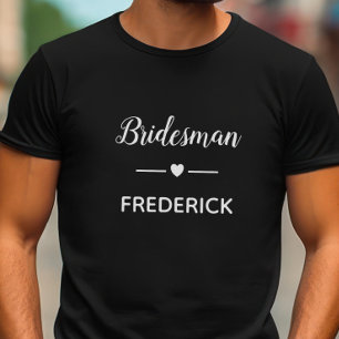 Modern Bridesman With Name In White Wedding T-Shirt