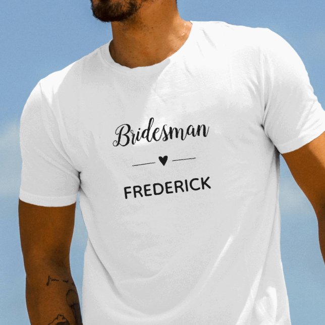 Modern Bridesman With Name Monogram Wedding T-Shirt (Creator Uploaded)