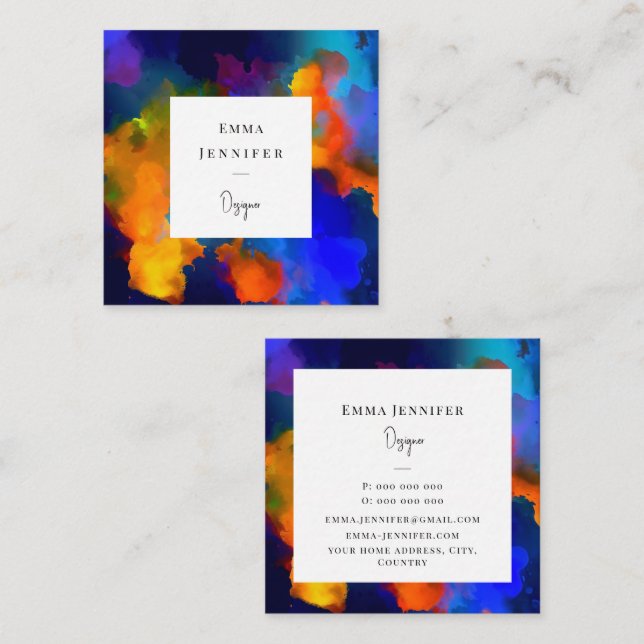 Modern Bright Abstract Pink Painted Pattern  Square Business Card (Front/Back)