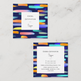 Modern Bright Abstract Pink Painted Pattern  Square Business Card