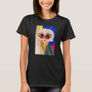 Modern Bright Blonde Short Hair Woman Illustration T-Shirt